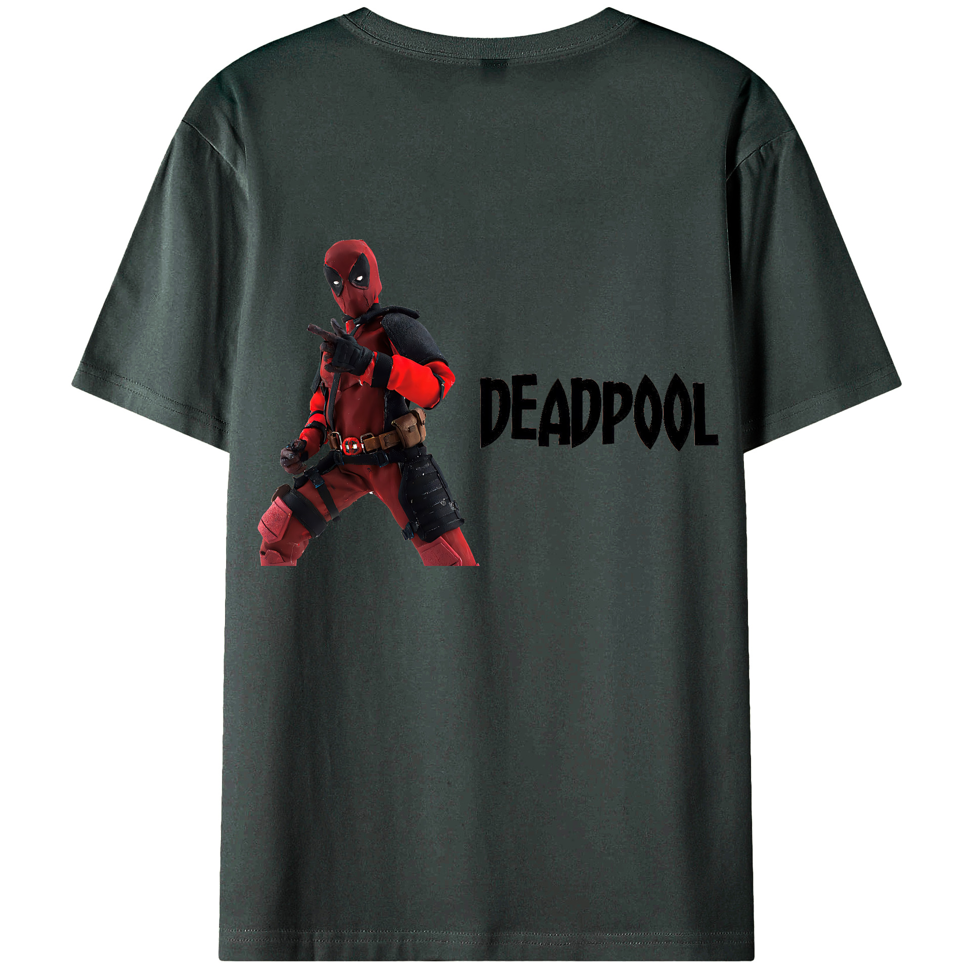 （画像用） Deadpool デッドプール 綿100％ メンズ半袖Tシャツ（バックプリント） 通気性